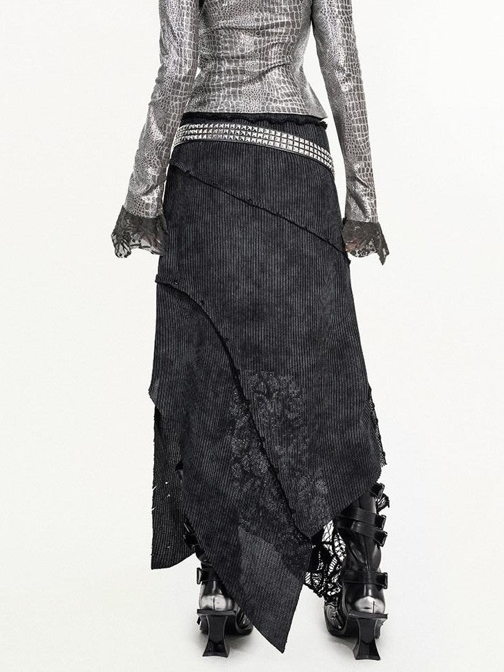 Nico Molly Barncore Asymmetric Patchwork Lace Women's Poly Viscose Blend Maxi Skirts