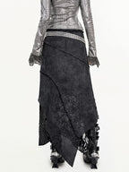 Nico Molly Barncore Asymmetric Patchwork Lace Women's Poly Viscose Blend Maxi Skirts