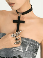 Nico Molly Black American Vintage Street Cross Chain Classic Women's Necklaces