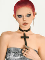 Nico Molly Black American Vintage Street Cross Chain Classic Women's Necklaces