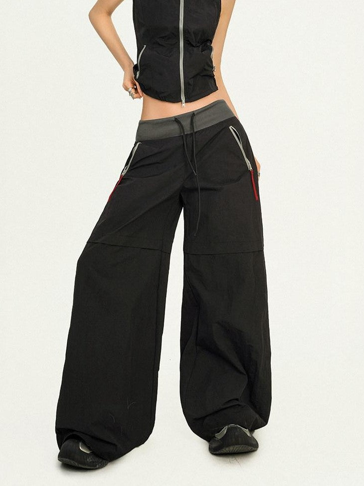Nico Molly Black Backless Halter Cargo Wide Leg Women's Top & Pants Sets