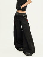 Nico Molly Black Backless Halter Cargo Wide Leg Women's Top & Pants Sets