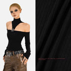 Nico_Molly_Black_Cutout_Halter_Off_Shoulder_Women's_Cotton_Blend_Long_Sleeve_T-shirts_987968460272_MISSTT