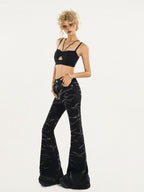 Nico Molly Black Cutout Halter Padded Slim Fit Women's Tube Tops / Bandeaus