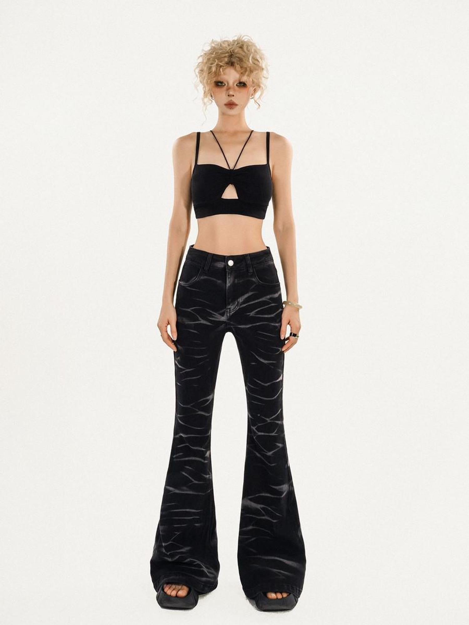 Nico Molly Black Cutout Halter Padded Slim Fit Women's Tube Tops / Bandeaus