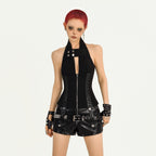 Nico_Molly_Black_Fishbone_Corset_Halter_Zipper_Fitted_Women's_Nylon_Tank_Tops_952337653218_MISSTT