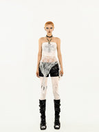 Nico Molly Black Fringe Women's Lace Slim Fit Punk Tube Tops / Bandeaus