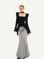 Nico Molly Black Halter Neck Slim Fitted Women's Knit Tube Tops / Bandeaus