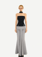 Nico Molly Black Halter Neck Slim Fitted Women's Knit Tube Tops / Bandeaus