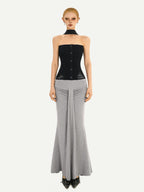 Nico Molly Black Halter Neck Slim Fitted Women's Knit Tube Tops / Bandeaus