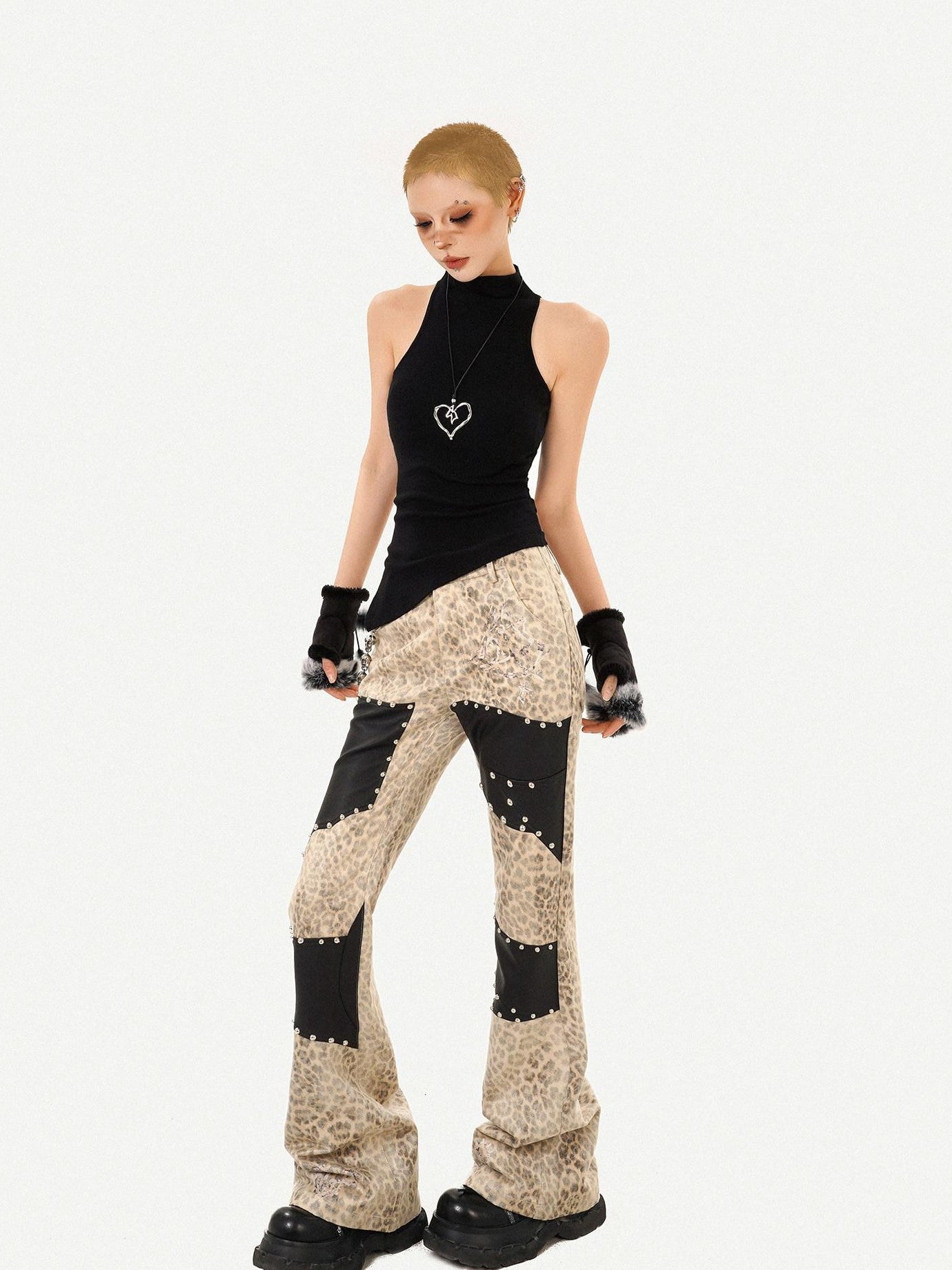 Nico Molly Black Indie Vintage High Neck Slim Fit Sleeveless Women's Tank Tops