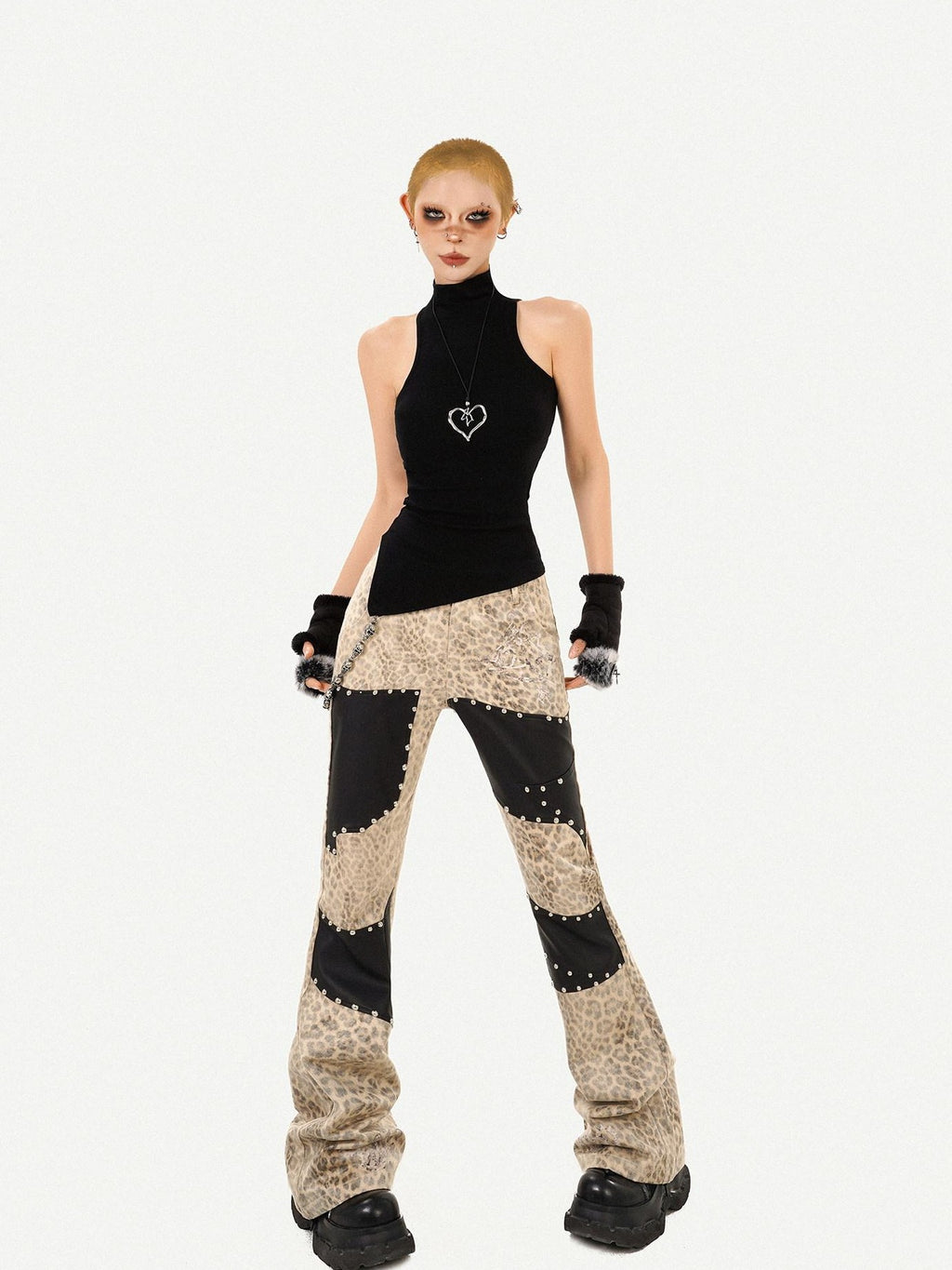 Nico Molly Black Indie Vintage High Neck Slim Fit Sleeveless Women's Tank Tops