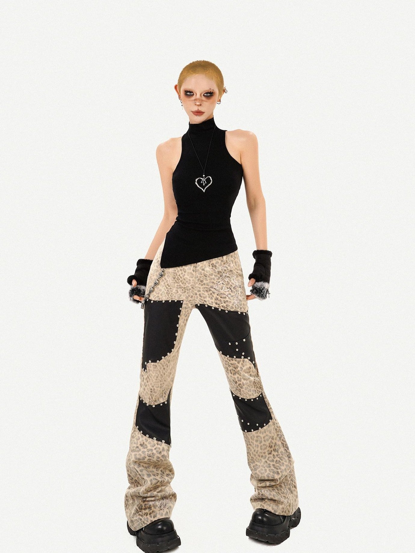 Nico Molly Black Indie Vintage High Neck Slim Fit Sleeveless Women's Tank Tops