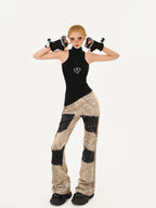 Nico Molly Black Indie Vintage High Neck Slim Fit Sleeveless Women's Tank Tops