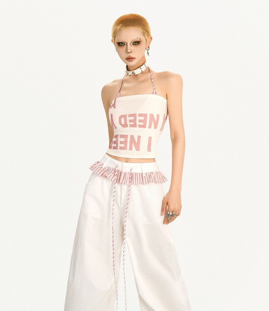 Nico_Molly_Black_Pink_Letter_Print_Halter_Crop_Women's_Cotton_Blend_Top_&_Pants_Sets_909859673957_MISSTT