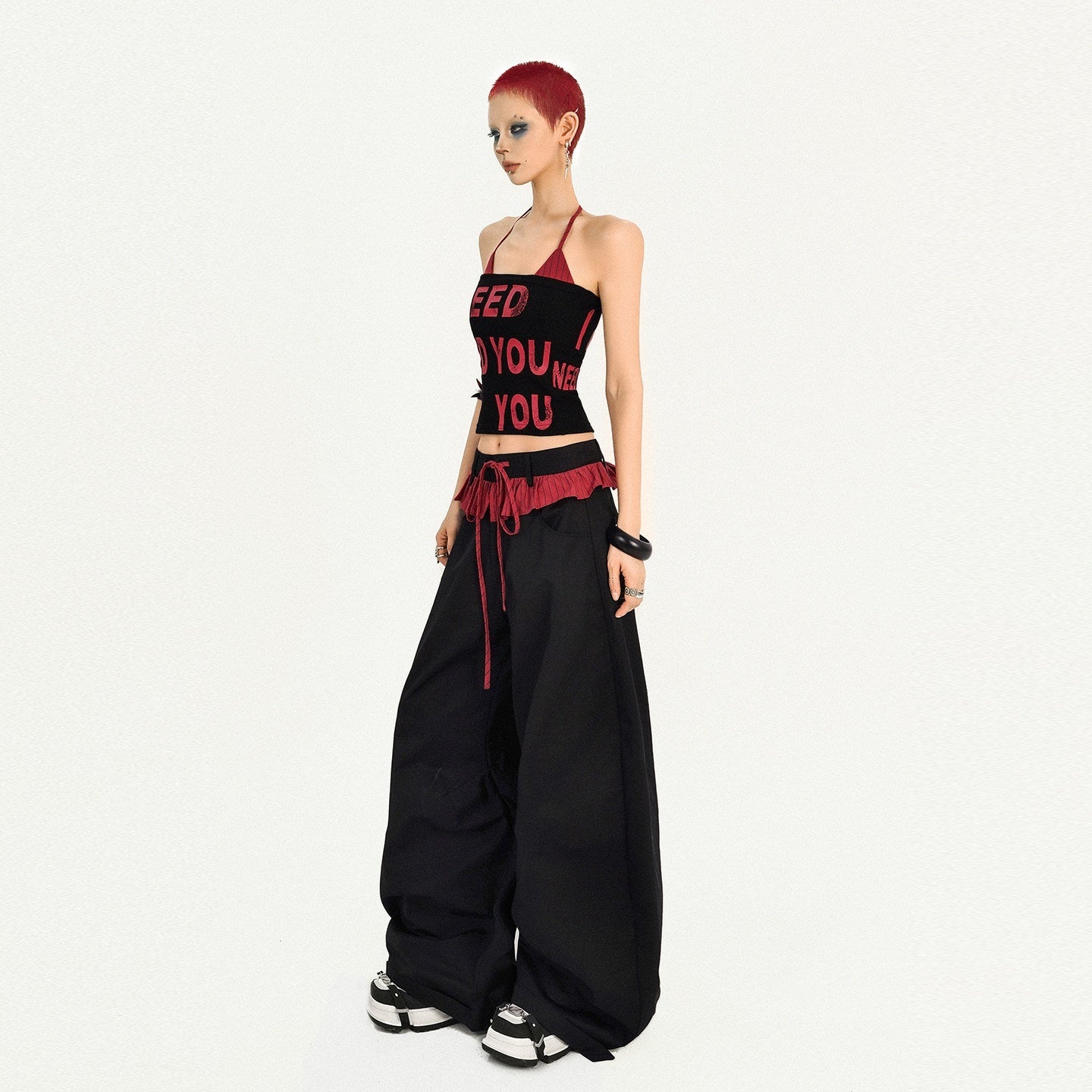 Nico_Molly_Black_Pink_Letter_Print_Halter_Crop_Women's_Cotton_Blend_Top_&_Pants_Sets_909859673957_MISSTT
