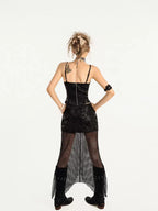 Nico Molly Black Punk Halter Waist Cinch Padded Slim Fit Women's Camisoles