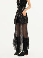 Nico Molly Black Punk Halter Waist Cinch Padded Slim Fit Women's Camisoles