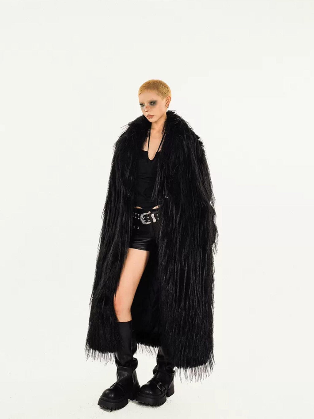 Nico Molly Black Punk Heavy Duty Functional Slim Zipper Straight Women's Pu Leather Pants