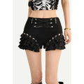 Nico_Molly_Black_Punk_Lace_Up_Layered_Lace_Trim_Low_Waist_Women's_Short_Trousers_1063918328236_MISSTT