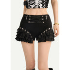 Nico_Molly_Black_Punk_Lace_Up_Layered_Lace_Trim_Low_Waist_Women's_Short_Trousers_1063918328236_MISSTT