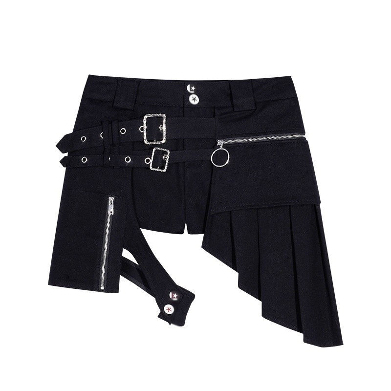 Nico_Molly_Black_Punk_Spicy_Girl_Street_Straight_Natural_Waist_Women's_Short_Trousers_922259745986_MISSTT