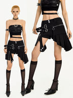 Nico Molly Black Punk Spicy Girl Street Straight Natural Waist Women's Short Trousers