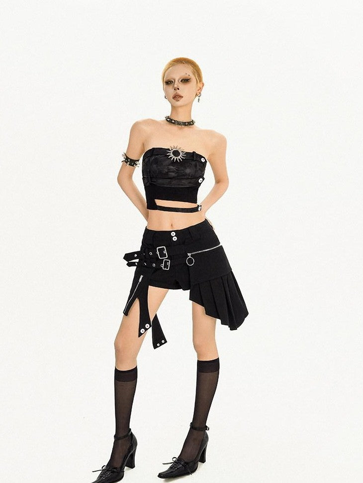 Nico Molly Black Punk Spicy Girl Street Straight Natural Waist Women's Short Trousers