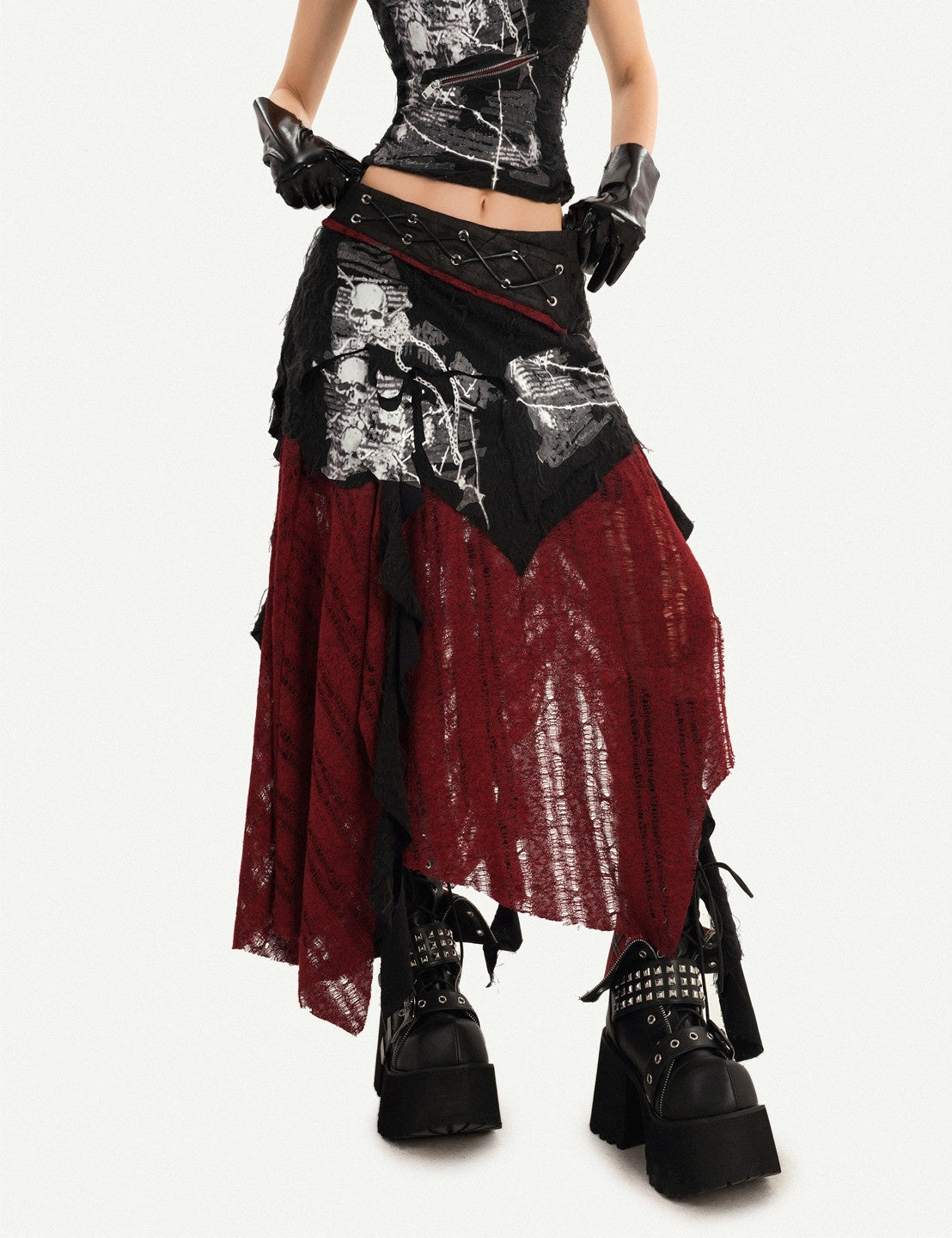 Nico_Molly_Black_Red_Irregular_Colorblock_Gothic_Punk_Asymmetric_Women's_A_Line_Maxi_Skirts_1033783152139_MISSTT