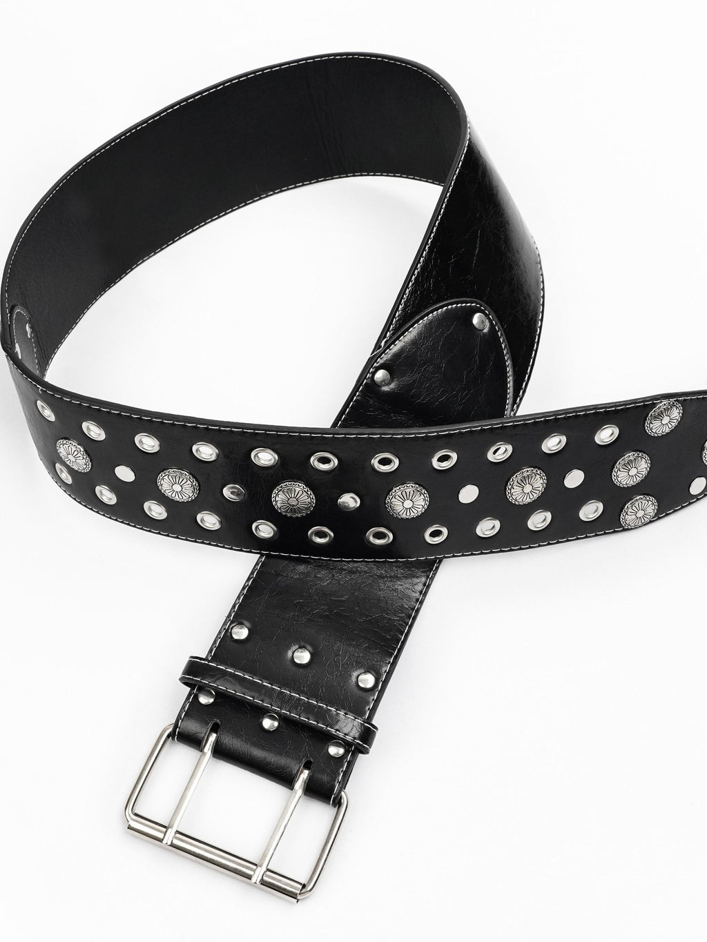 Nico Molly Black Studded Heavy Hardware Vintage Punk Hip Hop Hot Girl Women's Belts