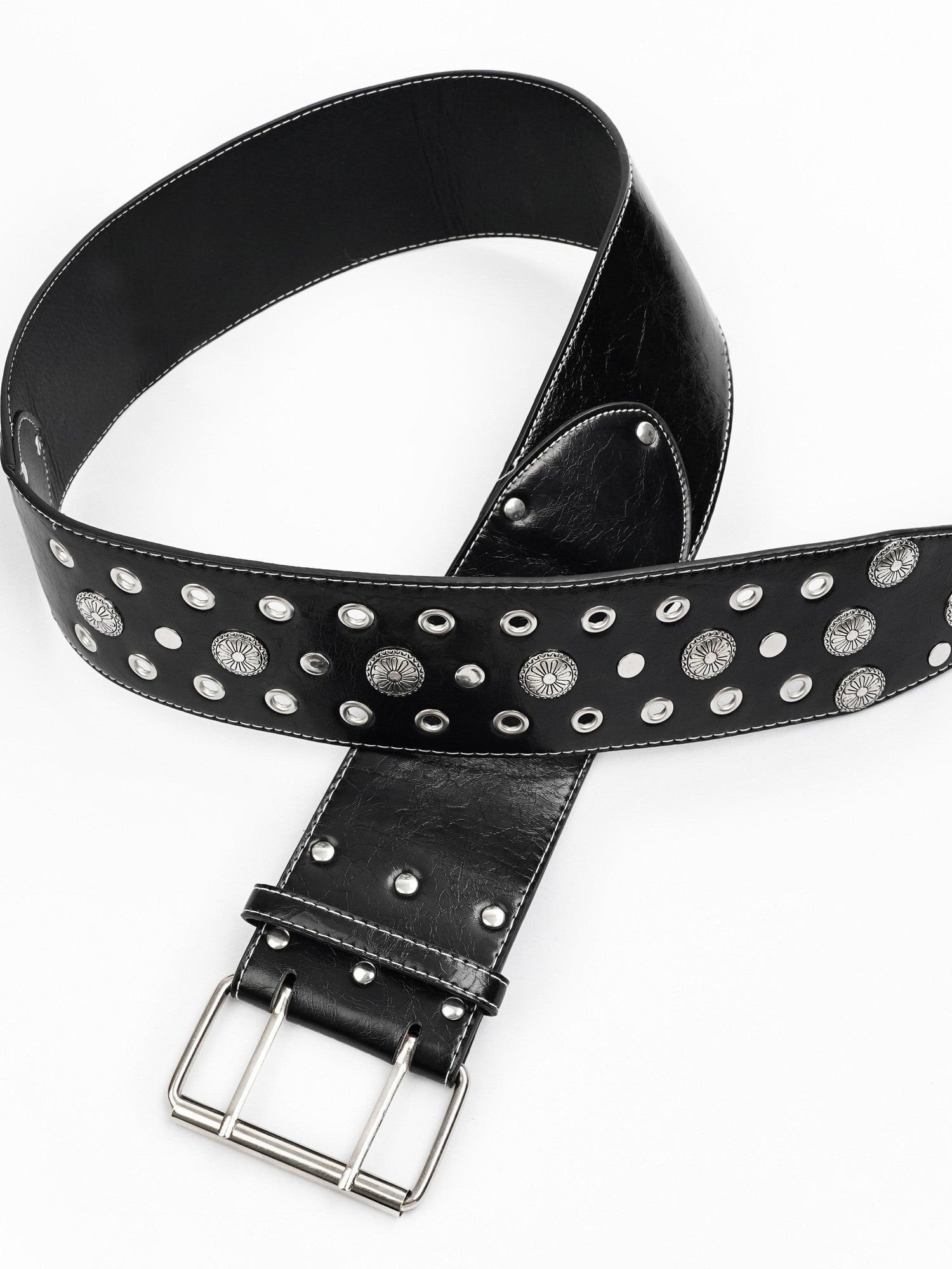 Nico Molly Black Studded Heavy Hardware Vintage Punk Hip Hop Hot Girl Women's Belts