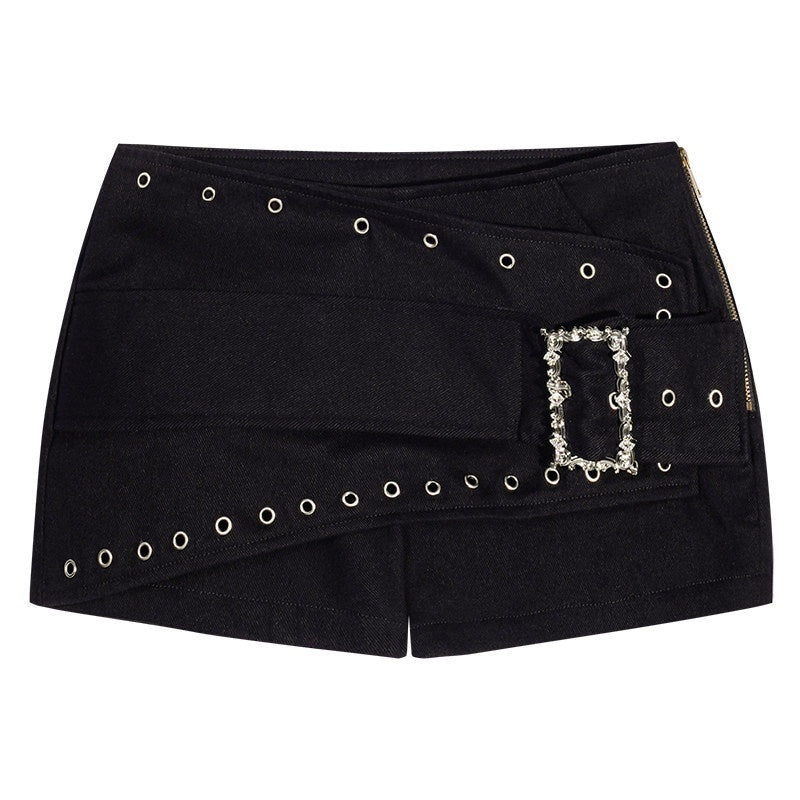 Nico_Molly_Black_Studded_Metal_Pocket_Zip_Low_Waist_Slim_Women's_Cotton_Denim_Shorts_951543154019_MISSTT