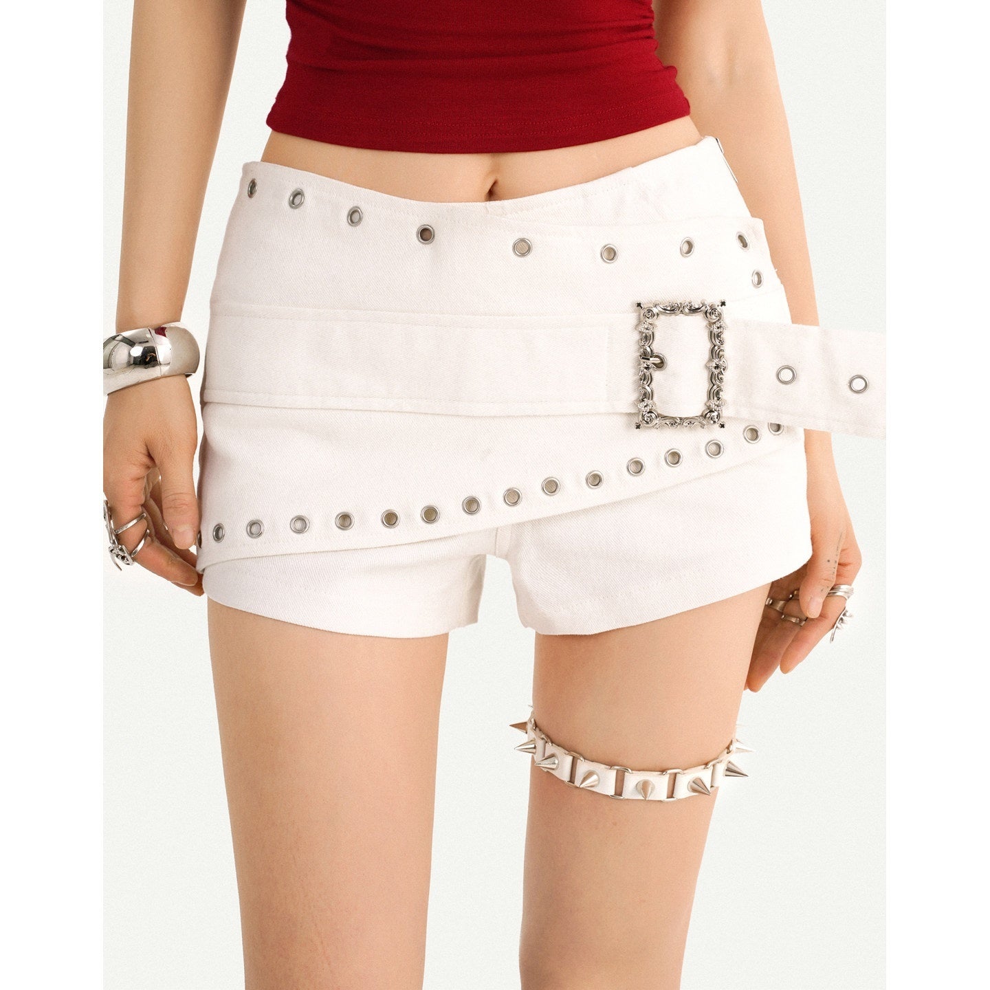 Nico_Molly_Black_Studded_Metal_Pocket_Zip_Low_Waist_Slim_Women's_Cotton_Denim_Shorts_951543154019_MISSTT