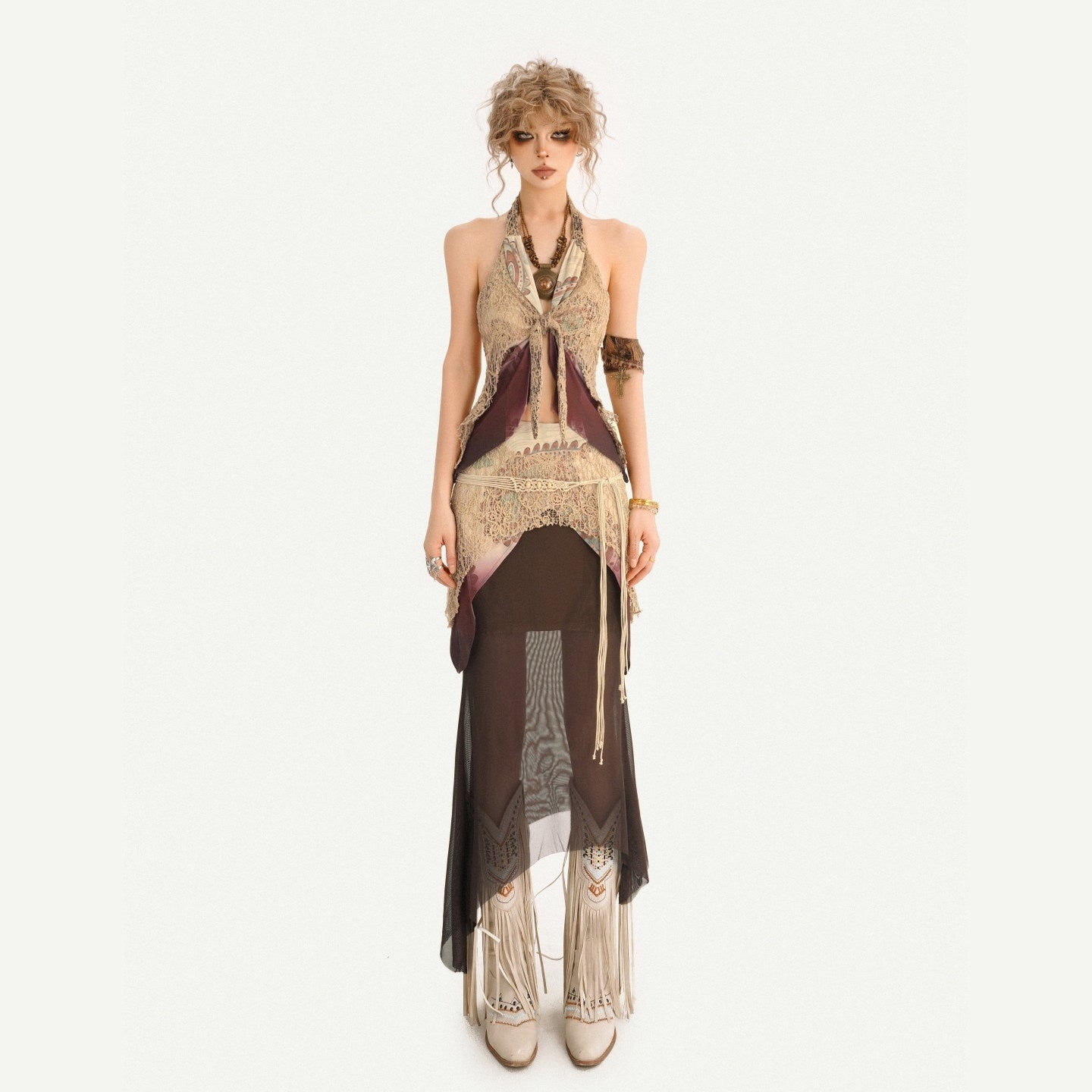 Nico_Molly_Bohemian_Fringe_Patchwork_V-neck_Halter_Women's_Lace_Layered_Top_&_Pants_Sets_1061046645992_MISSTT