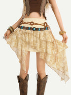Nico Molly Braided Woven Beaded Bohemian Ethnic Coffee Brown Women's Waist Belts