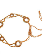 Nico Molly Braided Woven Beaded Bohemian Ethnic Coffee Brown Women's Waist Belts