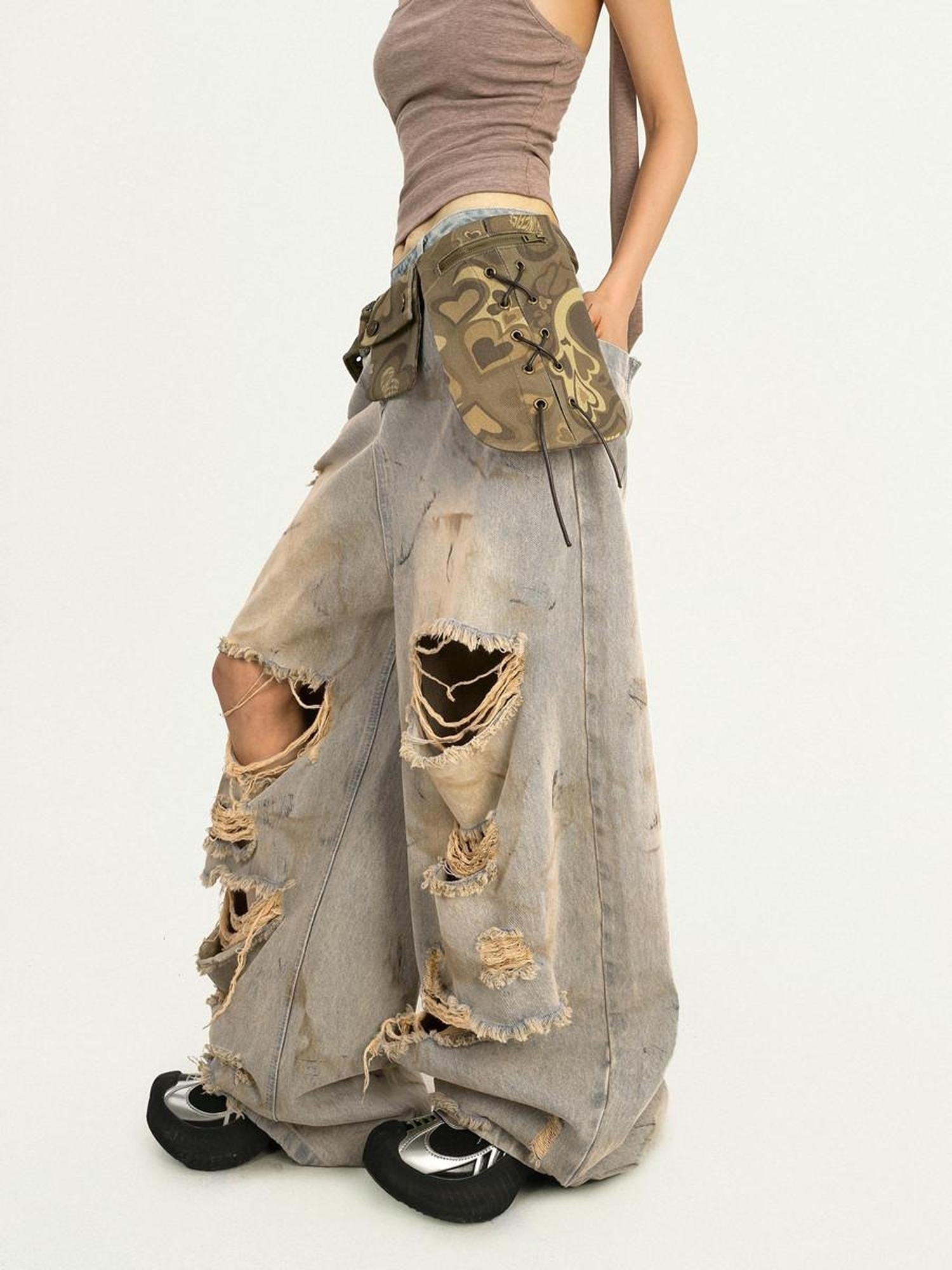 Nico Molly Camouflage American Vintage Retro Belt Waist Women's Edgy Decorative Bags