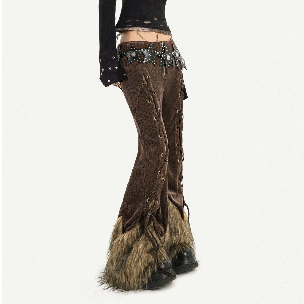Nico_Molly_Coffee_Corduroy_Fur_Trim_Tie_Waist_Women's_Mid_Rise_Zipper_Flare_Pants_992313584146_MISSTT