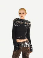 Nico Molly Coffee Corduroy Fur Trim Tie Waist Women's Mid Rise Zipper Flare Pants