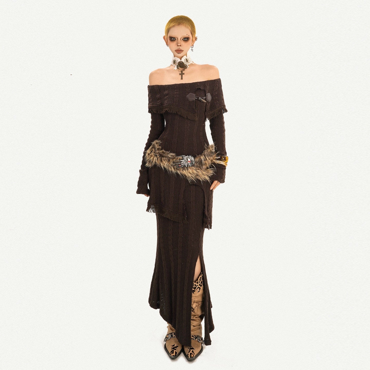 Nico_Molly_Coffee_One_Shoulder_Fitted_Slit_Skirt_Vintage_Women's_Knit_Top_&_Skirt_Sets_985202176596_MISSTT