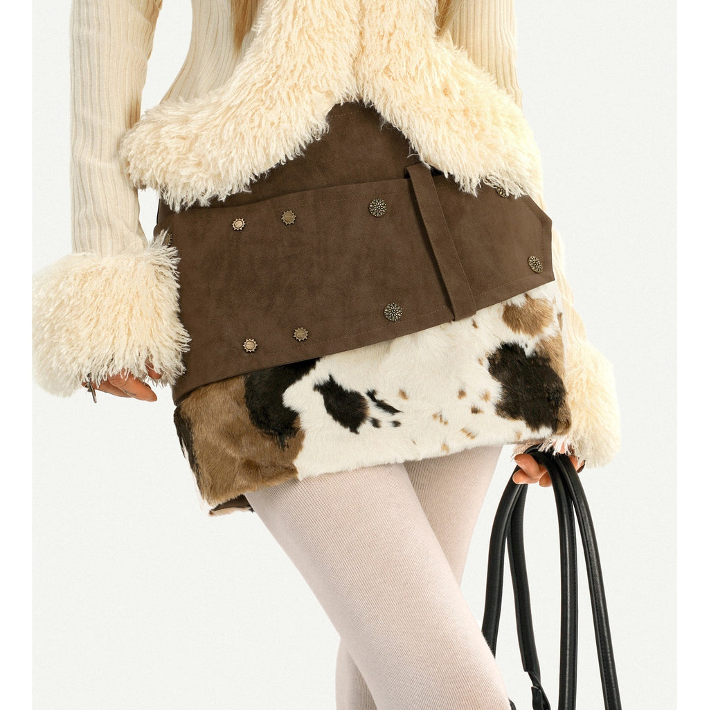 Nico_Molly_Cow_Print_Plush_Patchwork_Tiered_Vintage_Distressed_Women's_Wool_Mini_Skirts_990273895883_MISSTT