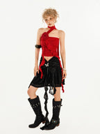 Nico Molly Cropped Asymmetric Rose Slim Fitted Women's Tube Tops / Bandeaus