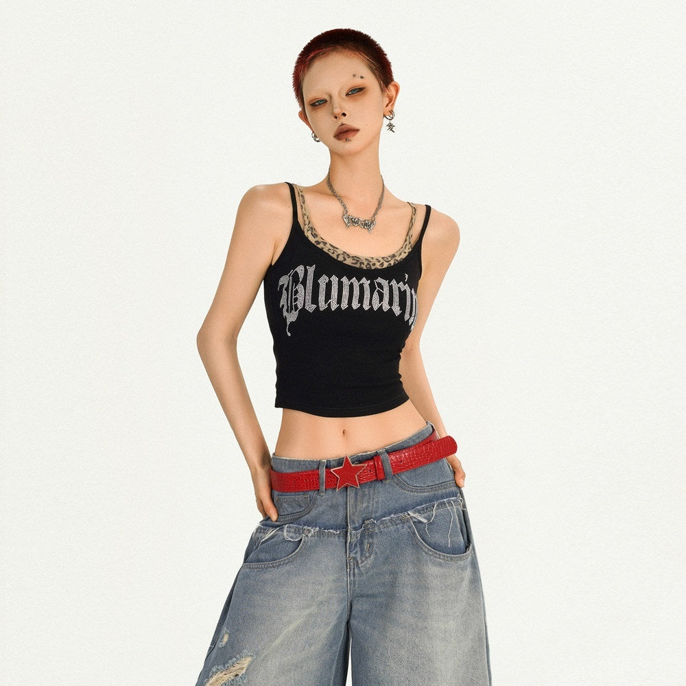 Nico_Molly_Cropped_Leopard_Print_Punk_Faux_Two_Piece_Letter_Rhinestone_Women's_Camisoles_942630997013_MISSTT