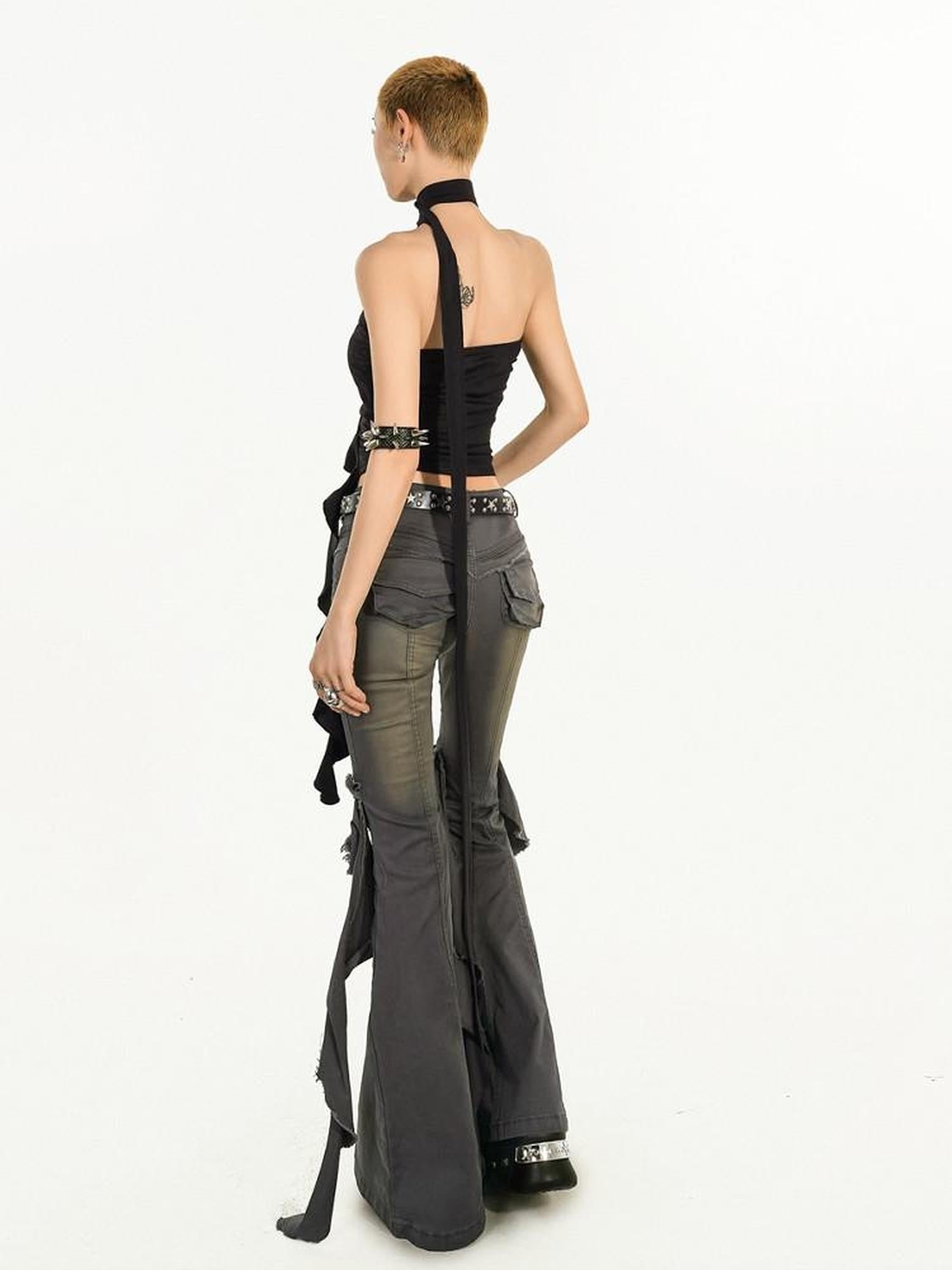 Nico Molly Dark Goth Sexy Slim Fit Sleeveless Women's Black Tube Tops / Bandeaus