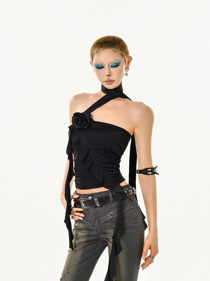 Nico Molly Dark Goth Sexy Slim Fit Sleeveless Women's Black Tube Tops / Bandeaus