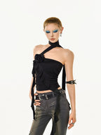 Nico Molly Dark Goth Sexy Slim Fit Sleeveless Women's Black Tube Tops / Bandeaus