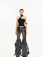 Nico Molly Dark Goth Sexy Slim Fit Sleeveless Women's Black Tube Tops / Bandeaus