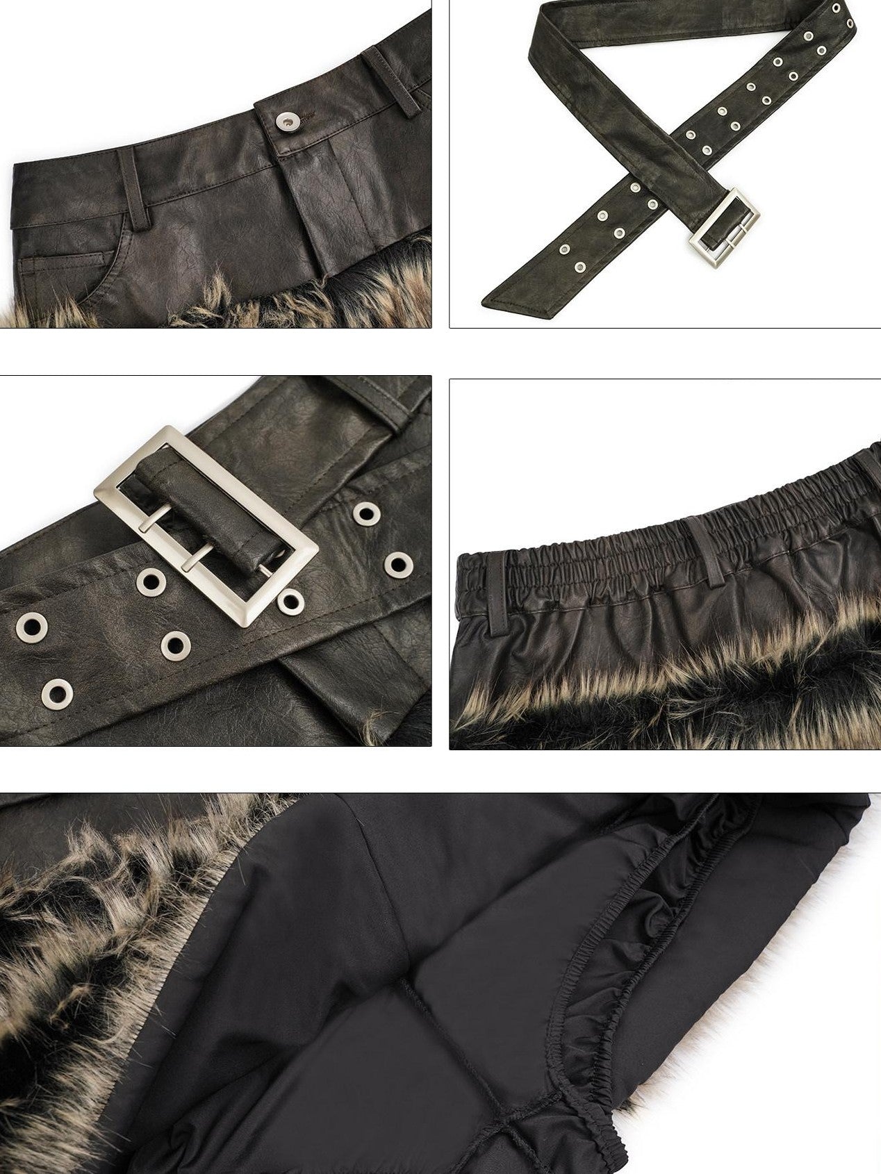Nico Molly Dark Rock Plush Reversible Patchwork Plaid Women's Viscose Leather Jackets