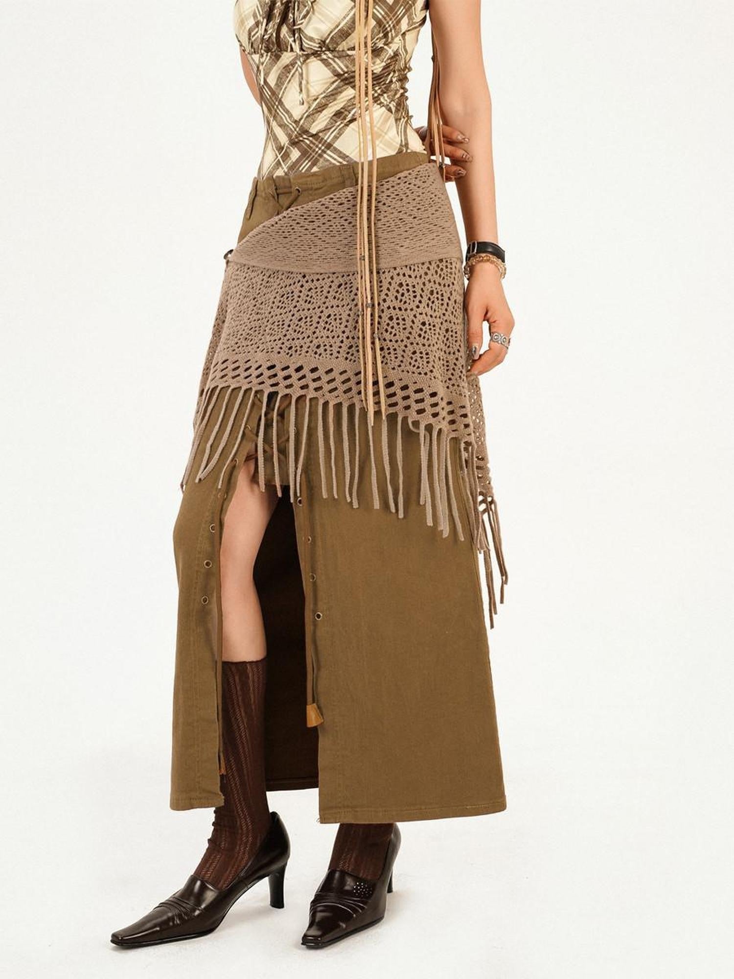 Nico Molly Dune Wasteland Cutout Vintage Asymmetrical Women's Knit Belts