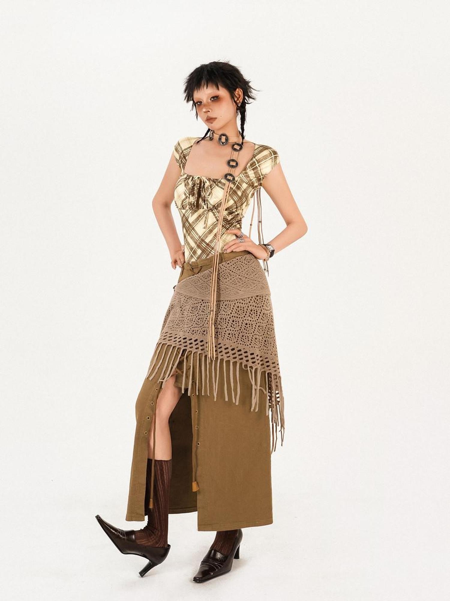 Nico Molly Dune Wasteland Cutout Vintage Asymmetrical Women's Knit Belts